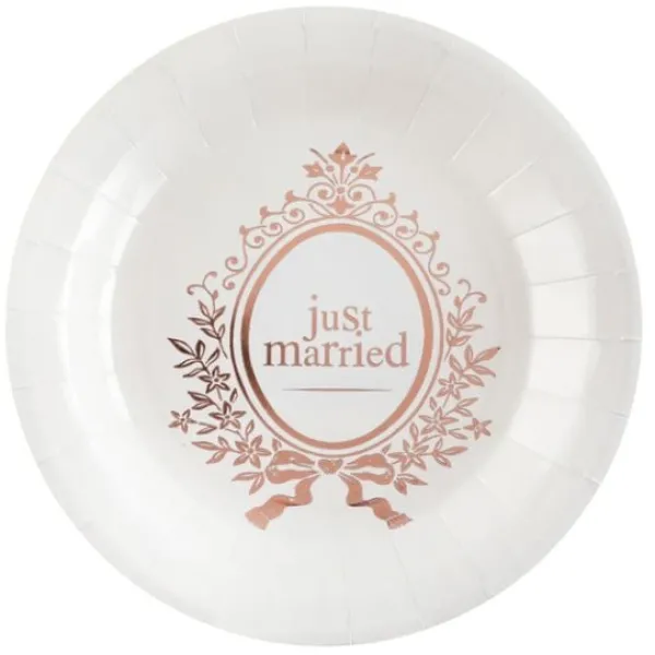 Badaboum Assiette En Carton Rose Gold Just Married 23Cm X 10 Pi Ces