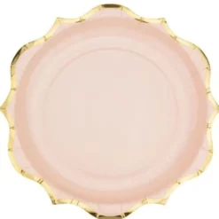 Badaboum Assiette En Carton Rose Liser Or 23Cm X 8 Pi Ces