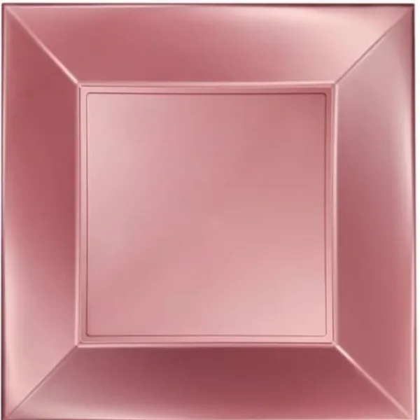Badaboum Assiette En Plastique Carr E Rose Gold Chrome 23Cm X 8 Pi Ces