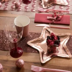 Badaboum Assiette En Plastique Etoile Rose Gold X 10 Pi Ces