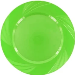 Assiette En Plastique Ronde R Utilisable Vert Anis X 6 Pi Ces Theme Eco-Responsable