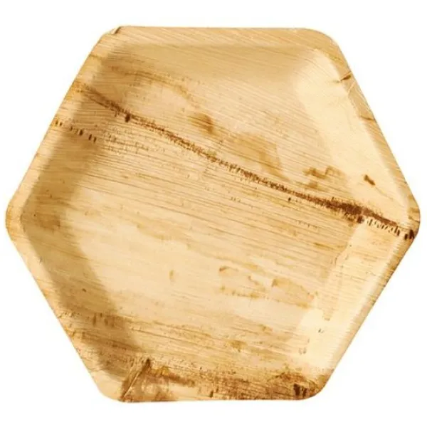 Online Assiette Hexagonale En Feuille De Palmier 23Cm X 10 Pi Ces Theme Eco-Responsable