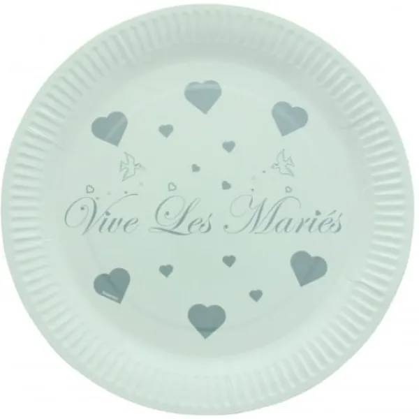 Badaboum Assiette Jetable Vive Les Mari S Argent X10