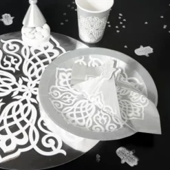 Assiette Orientale Argent En Carton 23 Cm X 10 Pi Ces Theme Eid Mubarak & Ramadan