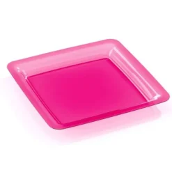 Assiette Plastique R Utilisable Fuchsia 18X18Cm X6 Theme Eco-Responsable