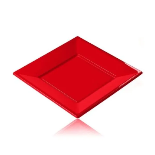 Outlet Assiette R Utilisable Forme Carr Rouge 18 Cm X 12 Pi Ces Theme Eco-Responsable