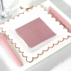 Badaboum Assiettes En Carton Festonn S Rose Gold 18Cm X10 Pi Ces