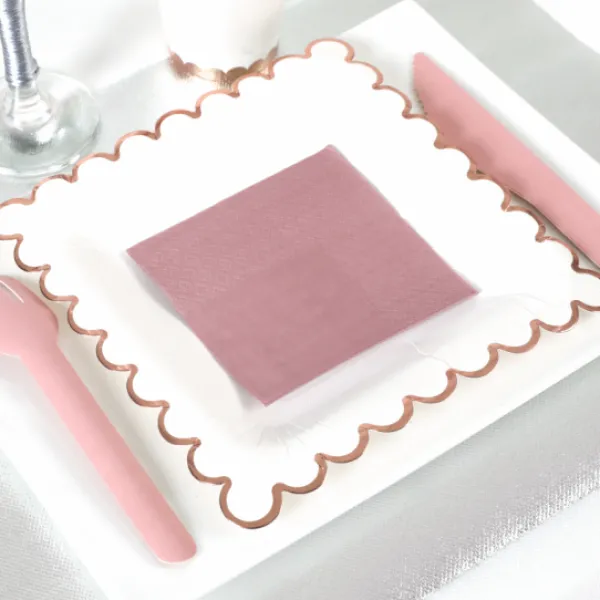 Badaboum Assiettes En Carton Festonn S Rose Gold 18Cm X10 Pi Ces