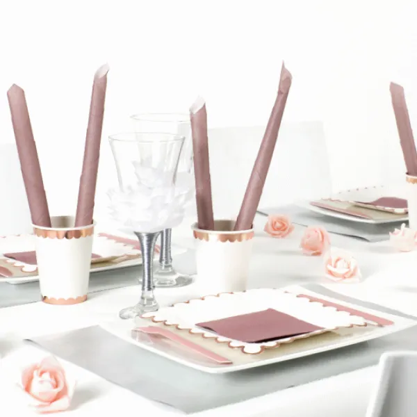 Badaboum Assiettes En Carton Festonn S Rose Gold 18Cm X10 Pi Ces