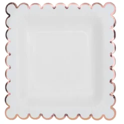 Badaboum Assiettes En Carton Festonn S Rose Gold 18Cm X10 Pi Ces