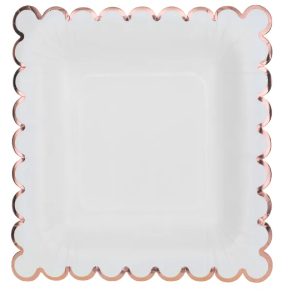 Badaboum Assiettes En Carton Festonn S Rose Gold 18Cm X10 Pi Ces