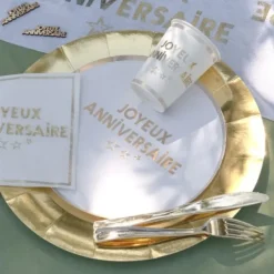 Clearance Assiettes En Carton Joyeux Anniversaire Or 23 Cm X10 Pi Ces Theme Joyeux Anniversaire
