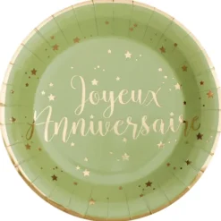 Sale Assiettes En Carton Joyeux Anniversaire Vert Sauge 23 Cm X10 Pi Ces Theme Joyeux Anniversaire