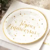 Sale Assiettes En Carton Joyeux Anniversaire Or 23 Cm X10 Pi Ces Theme Joyeux Anniversaire