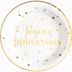 Sale Assiettes En Carton Joyeux Anniversaire Or 23 Cm X10 Pi Ces Theme Joyeux Anniversaire