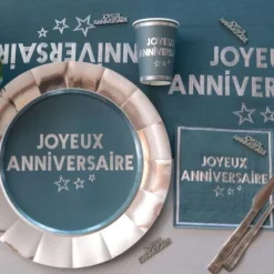 Discount Assiettes En Carton Joyeux Anniversaire Bleu Canard 23 Cm X10 Pi Ces Theme Joyeux Anniversaire