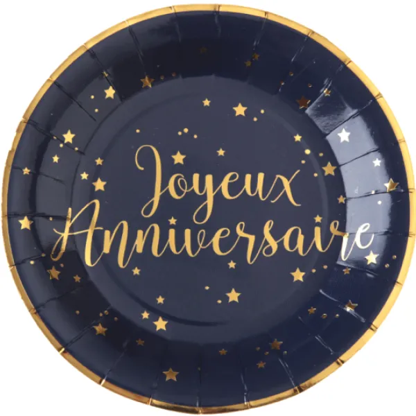 Outlet Assiettes En Carton Joyeux Anniversaire Bleu Marine 23 Cm X10 Pi Ces Theme Joyeux Anniversaire