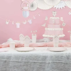 Best Assiettes Festonn Es 23 Cm Rose Pastel Et Or X 8 Pi Ces Theme Deco Pastel