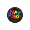 Best Assiettes Happy Birthday Noir X6Pcs Theme Joyeux Anniversaire