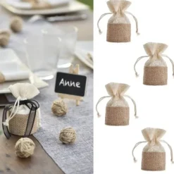 Hot Aumoniere Dragees Jute Naturel X 4 Pi Ces Theme Jute