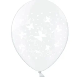 Badaboum Ballon De Baudruche Transparent Avec Papillons X 50 Pi Ces
