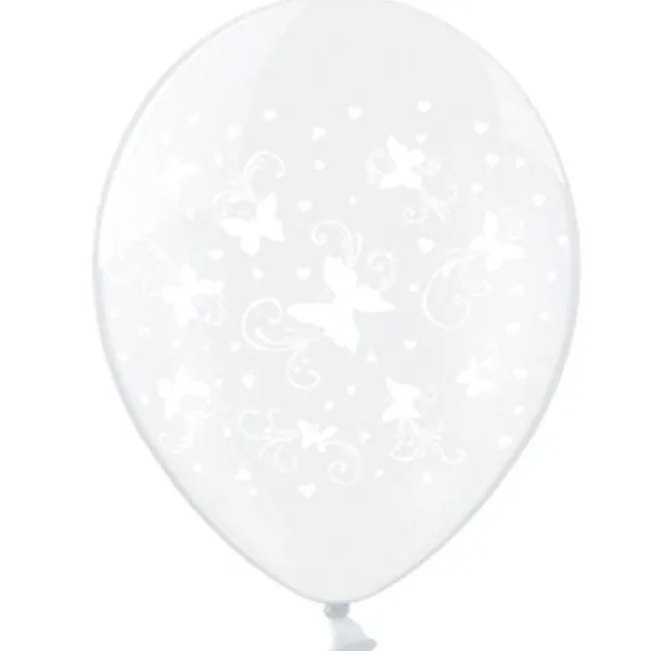 Badaboum Ballon De Baudruche Transparent Avec Papillons X 50 Pi Ces