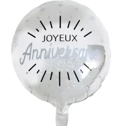 Best Ballon G Ant Joyeux Anniversaire Argent 45 Cm Theme Joyeux Anniversaire