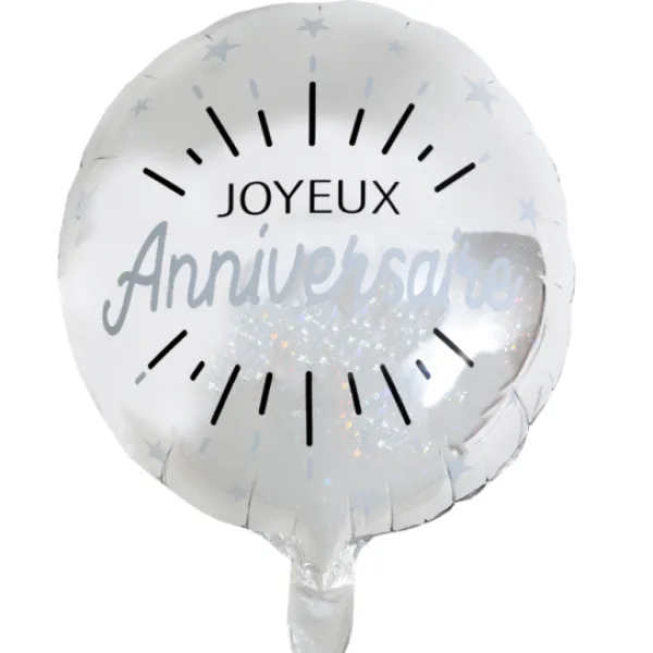 Best Ballon G Ant Joyeux Anniversaire Argent 45 Cm Theme Joyeux Anniversaire