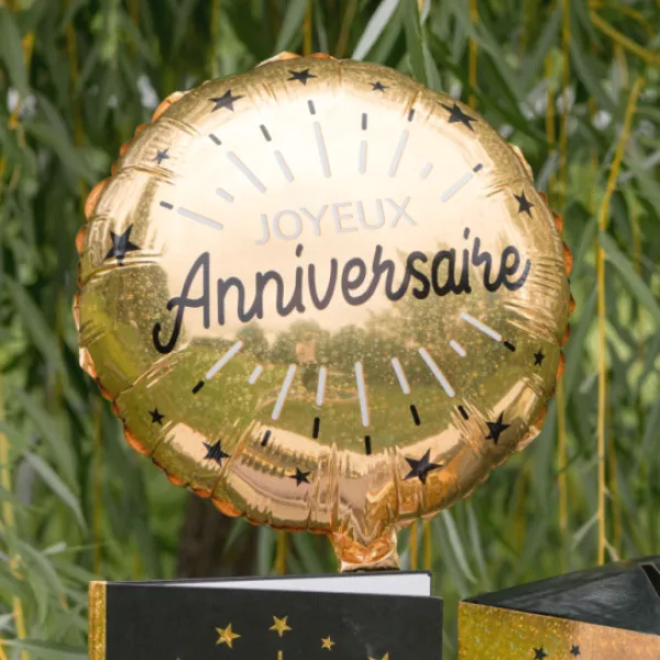Ballon G Ant Joyeux Anniversaire Or/Noir 45 Cm Theme Joyeux Anniversaire