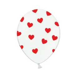 Badaboum Ballon Gonflable Blanc Avec Coeur Rouge 35Cm X 6 Pi Ces