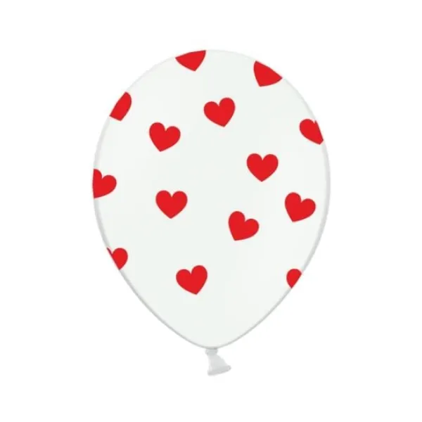Badaboum Ballon Gonflable Blanc Avec Coeur Rouge 35Cm X 6 Pi Ces