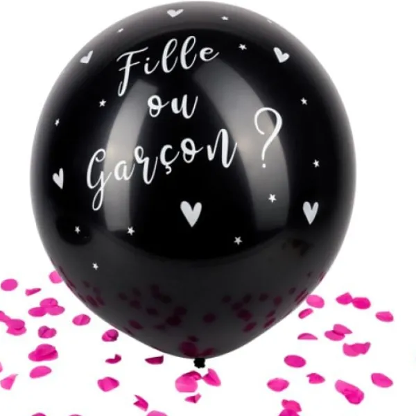 Clearance Ballon Gonflable G Ant Noir Fille Ou Gar On Confettis Rose Theme Gender Reveal