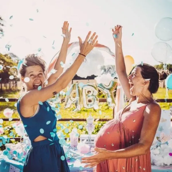 Clearance Ballon Gonflable G Ant Noir Fille Ou Gar On Confettis Rose Theme Gender Reveal