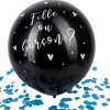 New Ballon Gonflable G Ant Noir Fille Ou Gar On Confettis Bleus Theme Gender Reveal