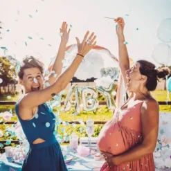 New Ballon Gonflable G Ant Noir Fille Ou Gar On Confettis Bleus Theme Gender Reveal