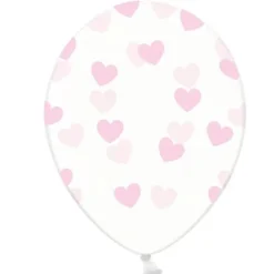 Badaboum Ballon Gonflable Transparent Avec Coeur Rose X 50 Pi Ces