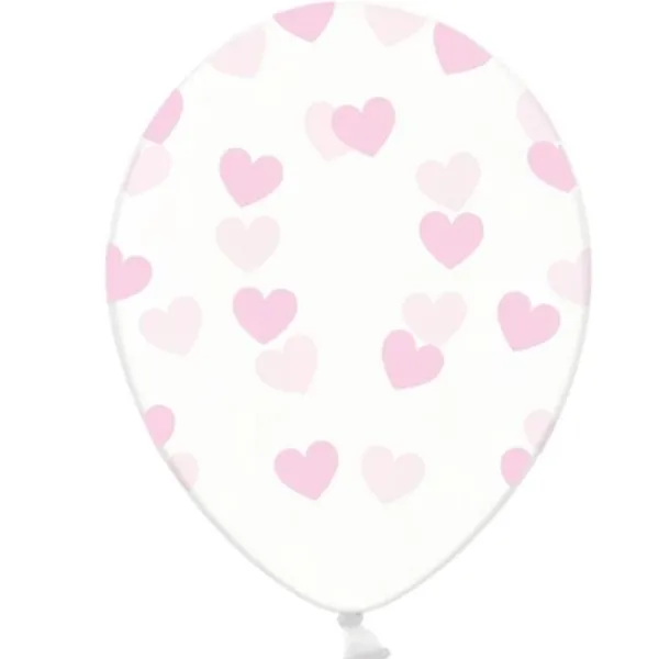 Badaboum Ballon Gonflable Transparent Avec Coeur Rose X 50 Pi Ces