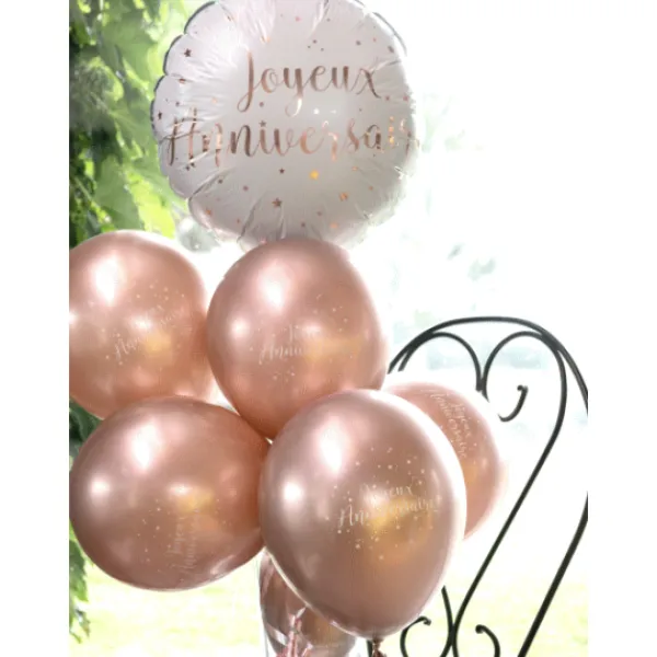 New Ballon Imprim Joyeux Anniversaire Rose Gold 45 Cm Theme Joyeux Anniversaire