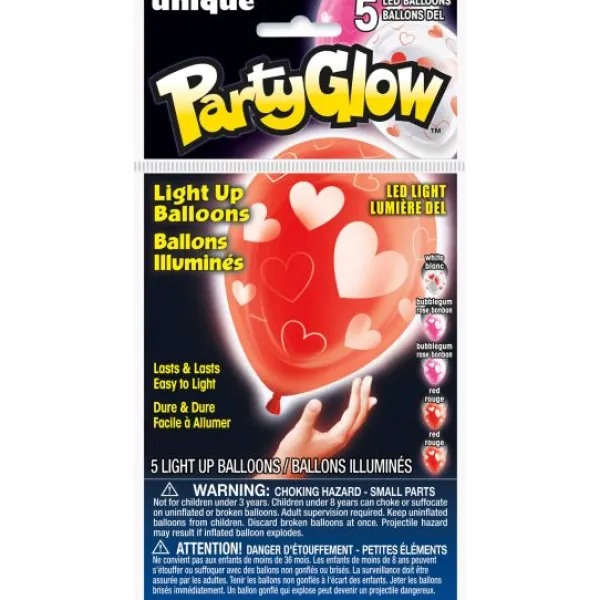 Badaboum Ballon Mariage Led Coeur Rouge 25Cm X 5 Pi Ces