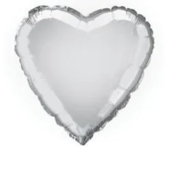 Badaboum Ballon Mylar Coeur Argent 45 Cm