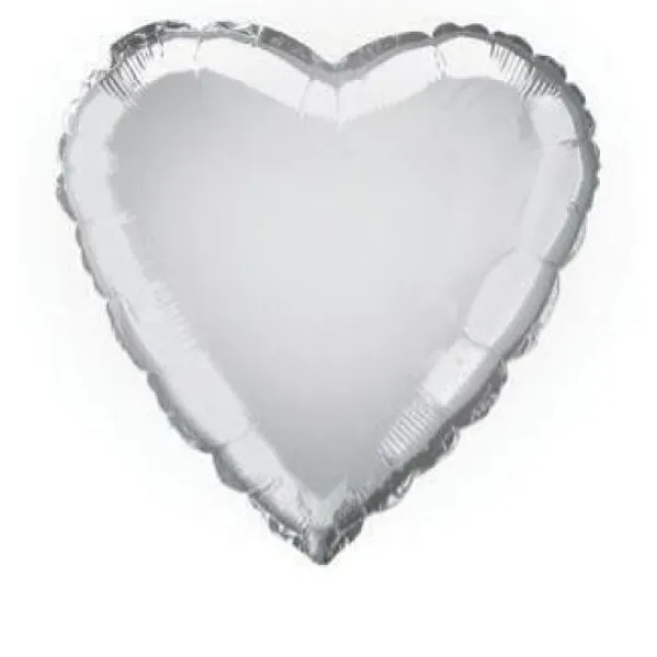 Badaboum Ballon Mylar Coeur Argent 45 Cm