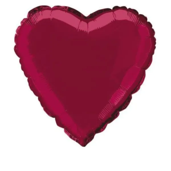 Badaboum Ballon Mylar Coeur Bordeaux 45 Cm