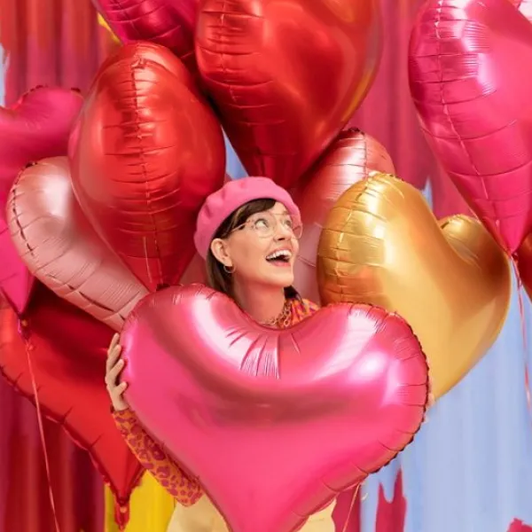 Badaboum Ballon Mylar G Ant Coeur Fuchisa 75Cm