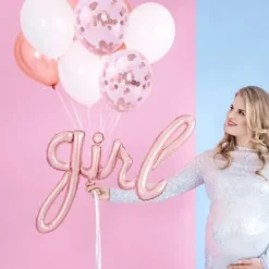 Badaboum Ballon Mylar Girl Rose Gold