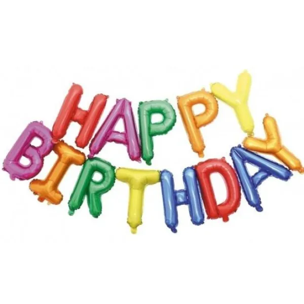 Online Ballon Mylar Happy Birthday Multicolore Theme Joyeux Anniversaire