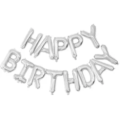 Online Ballon Mylar Happy Birthday Argent Theme Joyeux Anniversaire