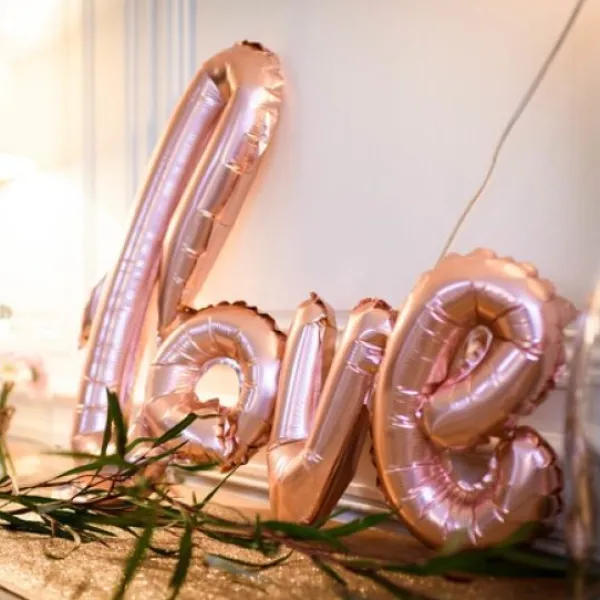 Badaboum Ballon Mylar Mariage Love Rose Gold