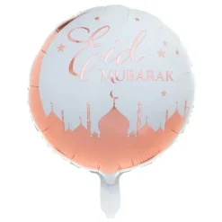 New Ballon Mylar Rond Oriental Rose Gold Theme Eid Mubarak & Ramadan