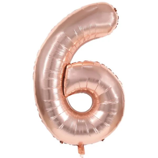 Badaboum Ballon Mylar Rose Gold Chiffre 6 1M