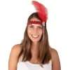 Badaboum Bandeau Charleston Sequins Grande Plume Rouge
